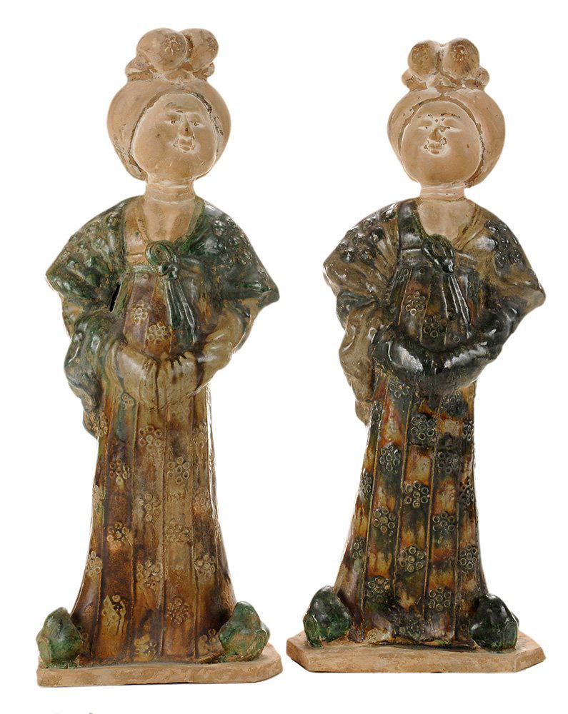 Pair Tang Style Glazed Pottery Figures (1 of 6)