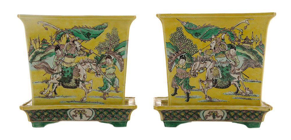 Pair Famille Jaune Planters and Stand (1 of 7)