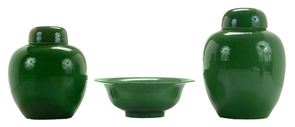 Rare Floral-Form Bowl and Two Covered (1 of 6)