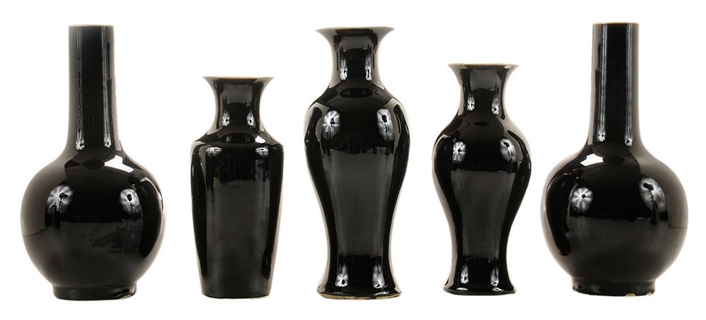 Five Vases with Mirror Black Glaze (1 of 7)