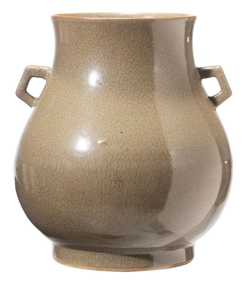 [Hu]-Form Brown Crackle-Glazed Vase (1 of 7)
