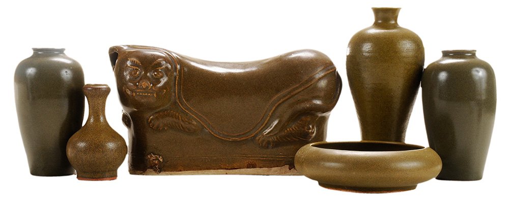 Six Teadust-Glazed Vases, a Pillow and (1 of 4)