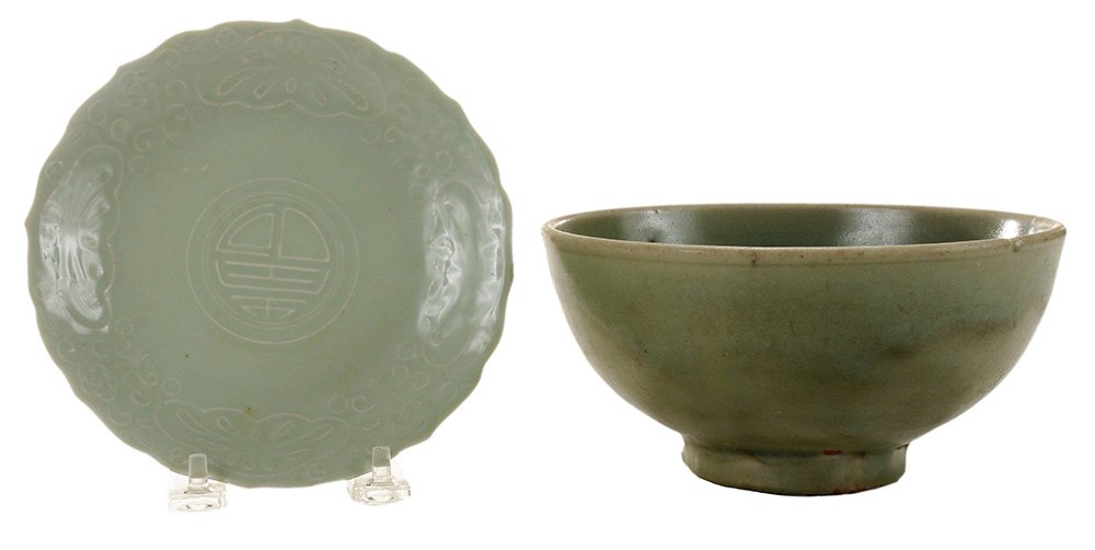 Two Pieces Celadon-Glazed Porcelain (1 of 7)