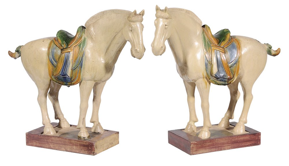 Pair Tang Style Pottery Polychromed (1 of 9)