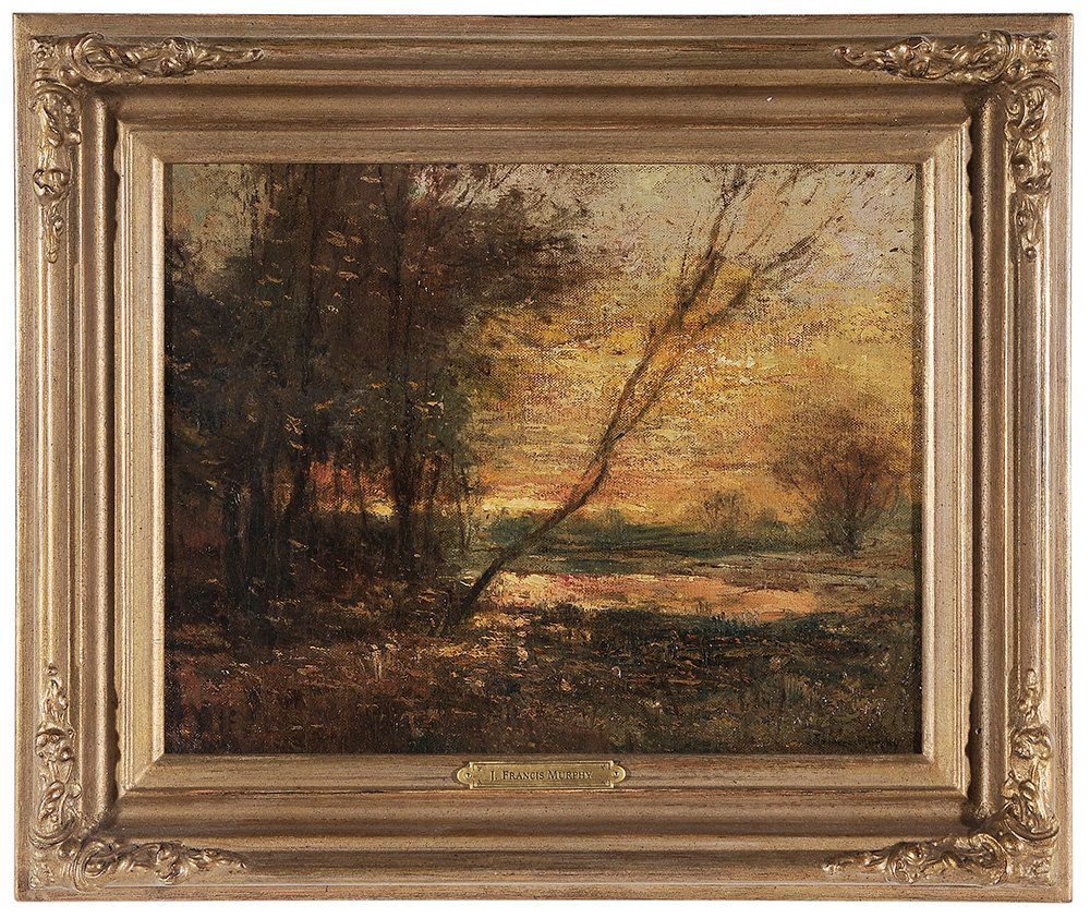 John Francis Murphy: (New York/Illinois, 1853-1921) Sunrise, signed lower right "j. Francis Murphy", oil on canvas, 11 x 14 in.; gilt wood and composition frame,