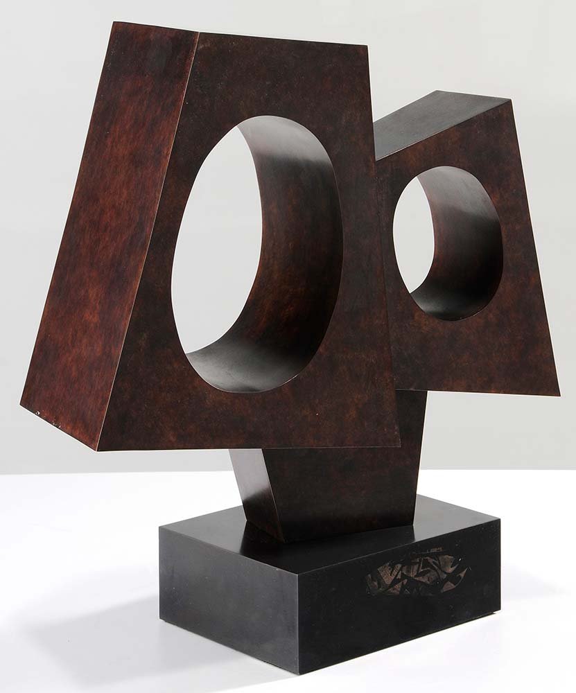 Julie Speidel: (Washington, born 1941) Zaandam, not apparently signed, patinated bronze, 20 x 16-1/2 x 9 in.. Condition: tape residue on base, minor abrasions. Provenance: Property from a Southern Corporate Collecti