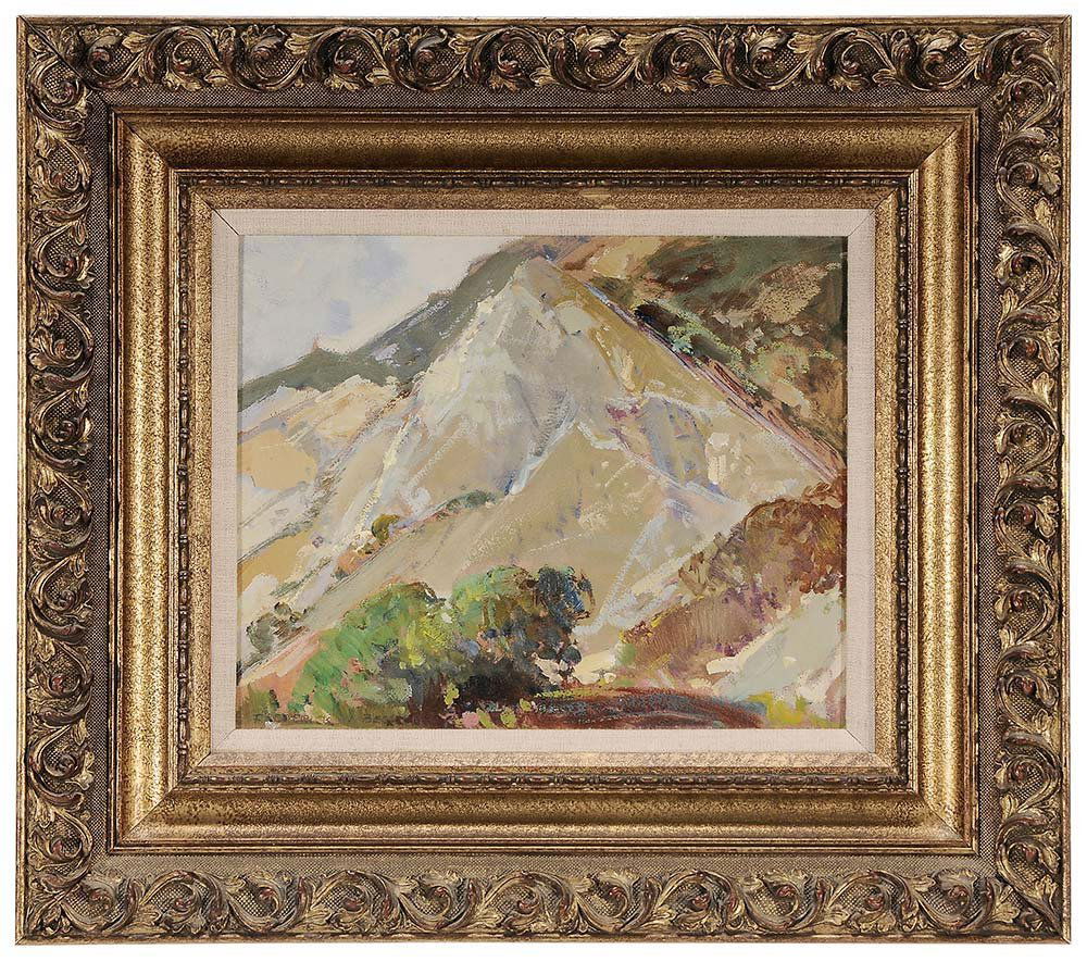 Frederick William Becker: (New York/Oklahoma, 1888-1974) Big Tujunga Canyon, signed lower left "Frederick W. Becker" and signed and titled verso, oil on canvas, 9-3/4 x 12-1/4 in.; gilt wood and composition frame,. Condition: