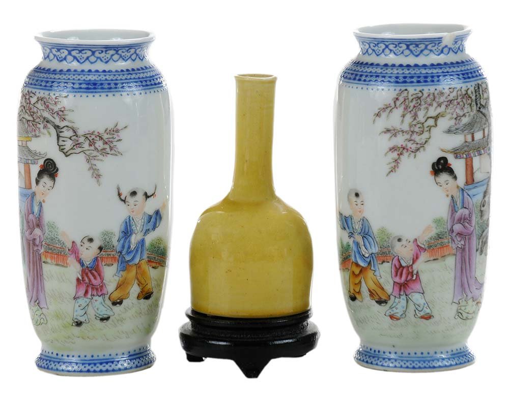 Fine Pair Enameled Porcelain Vases, (1 of 5)