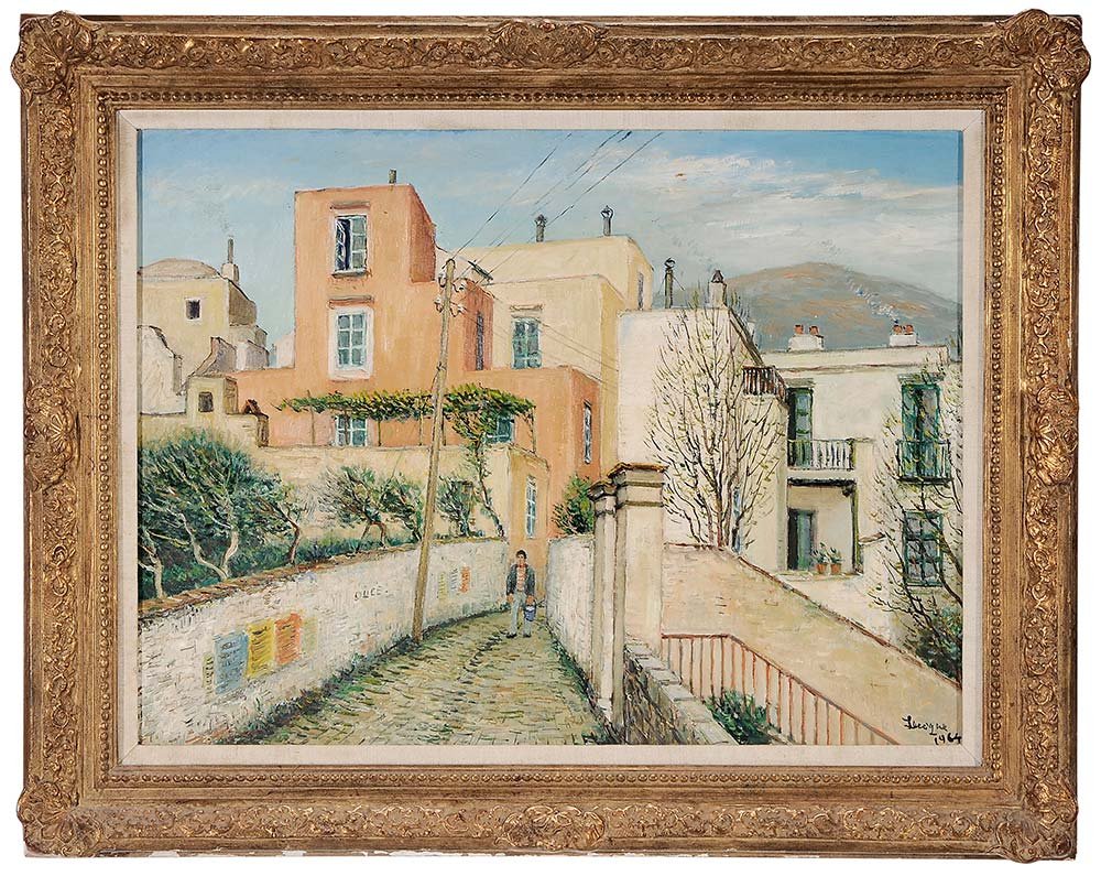 Alois Lecoque: (American/French, 1891-1981) Capri, 1964, signed lower right "Lecoque/ 1964" and titled and dated verso, oil on Masonite, 23-3/4 x 31-7/8 in.; gilt wood frame,. Condition: good condition. Provenance: