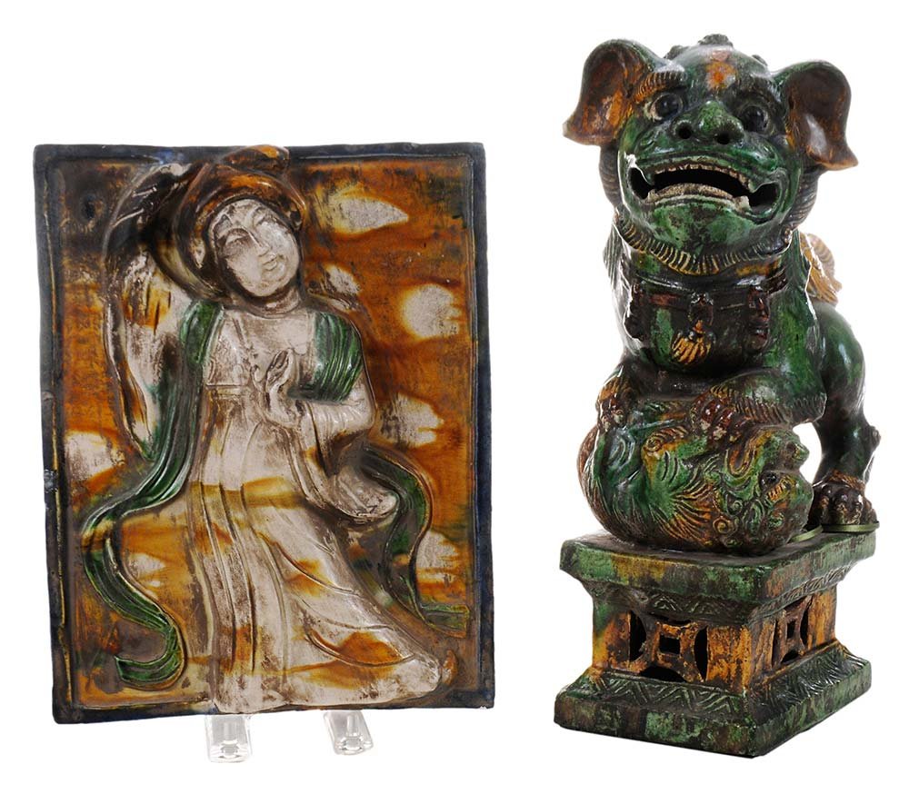 Two Chinese Glazed Ceramic Roof Tiles (1 of 8)