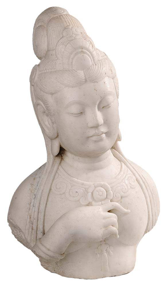Carved Marble Bust of Quanyin (1 of 6)
