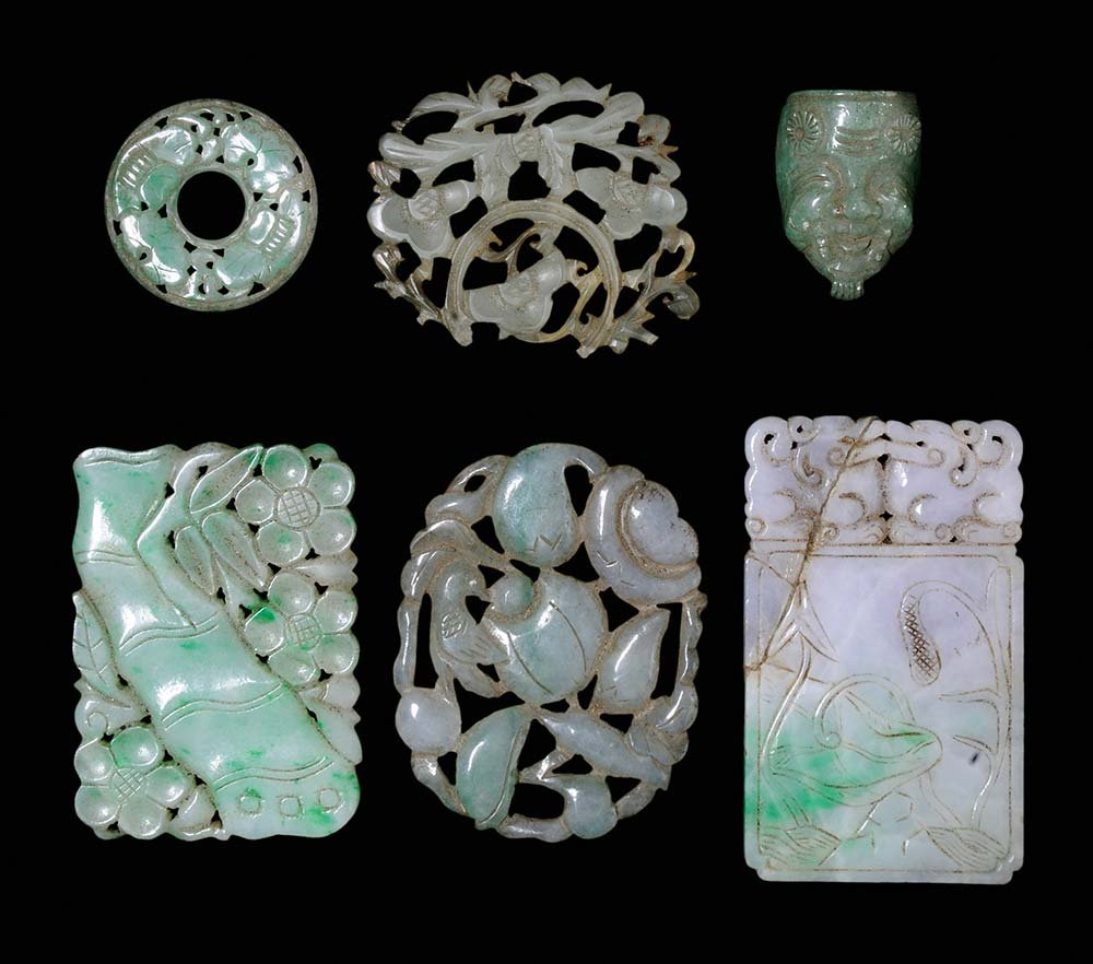 Collection of Six Carved Jadeite and (1 of 4)