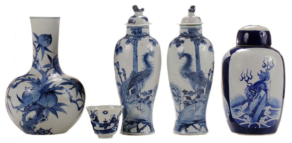 Four Blue and White Porcelain Vases (1 of 9)