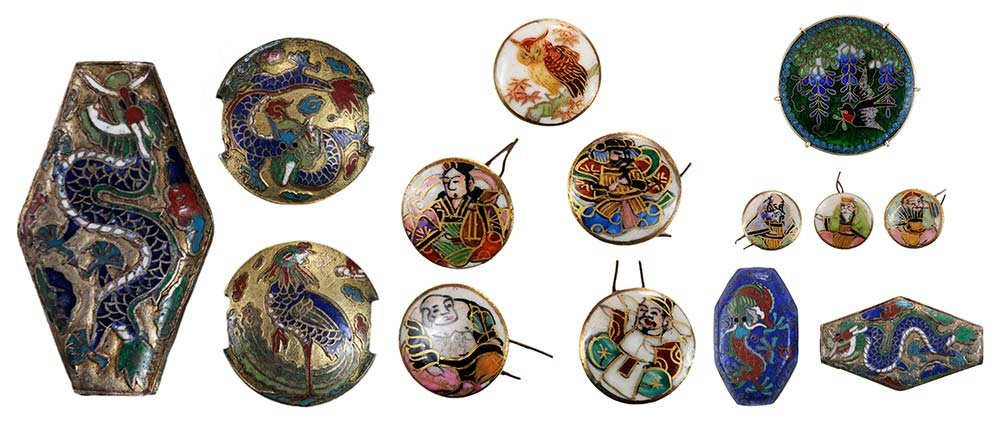 Eight Satsuma Buttons and Cloisonné (1 of 5)