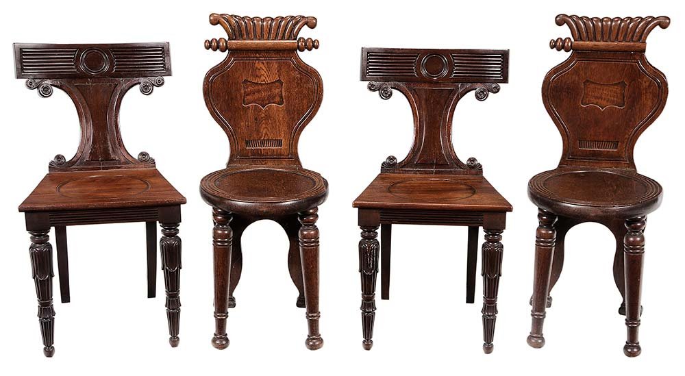 Two Pairs British Hall Chairs (1 of 8)