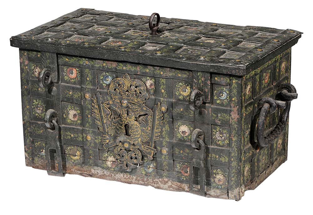 Baroque Painted Iron Strong Box (1 of 5)