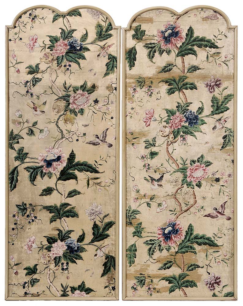 Two Hand-Painted Silk Hanging Panels (1 of 4)