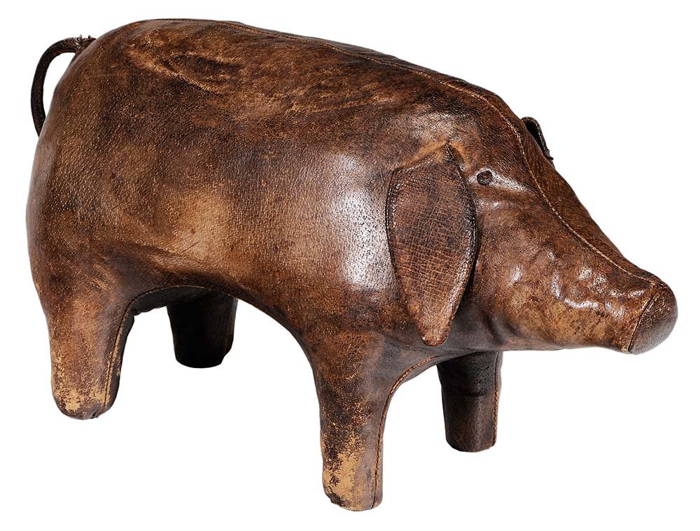 Vintage Leather Pig-Form Ottoman (1 of 5)