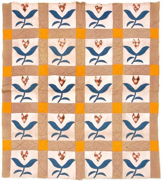 Appliqué tulip quilt,