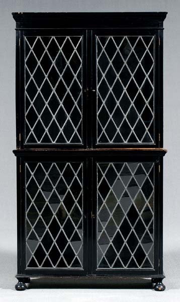Leaded-glass bookcase cabinet,