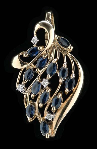 Diamond and sapphire pin/pendant,