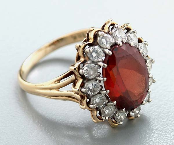 Lady's diamond and garnet ring,