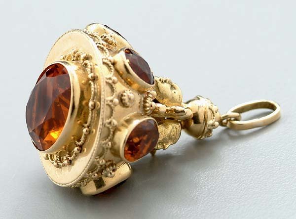 Citrine and gold fob,