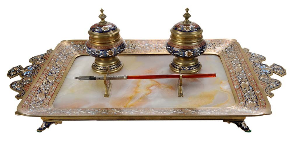 Champlevé Enameled Brass and Alabaster (1 of 3)