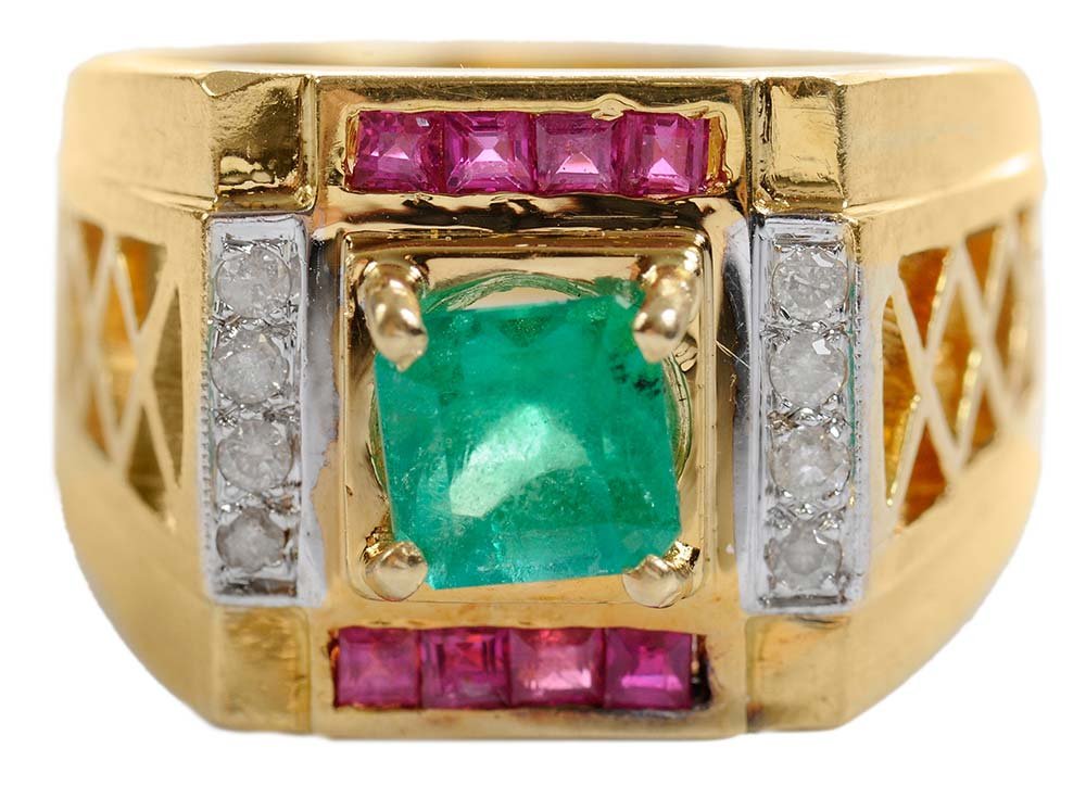 Emerald, Diamond and Ruby Ring (1 of 4)