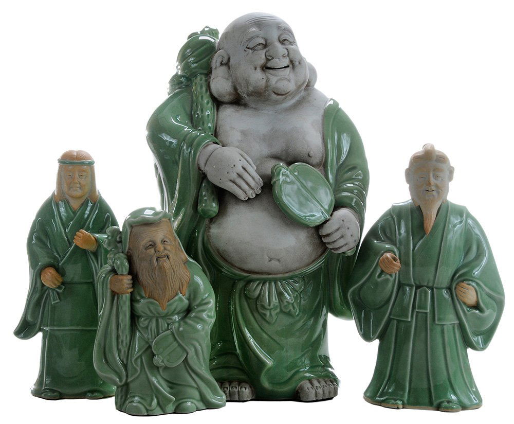 Four [Sanda] Celadon-Glazed Figures (1 of 3)