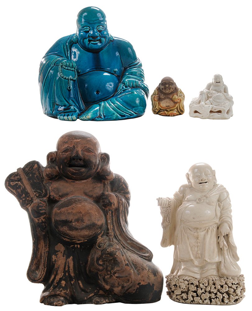 Diverse Group of Five Stoneware Hotei (1 of 3)