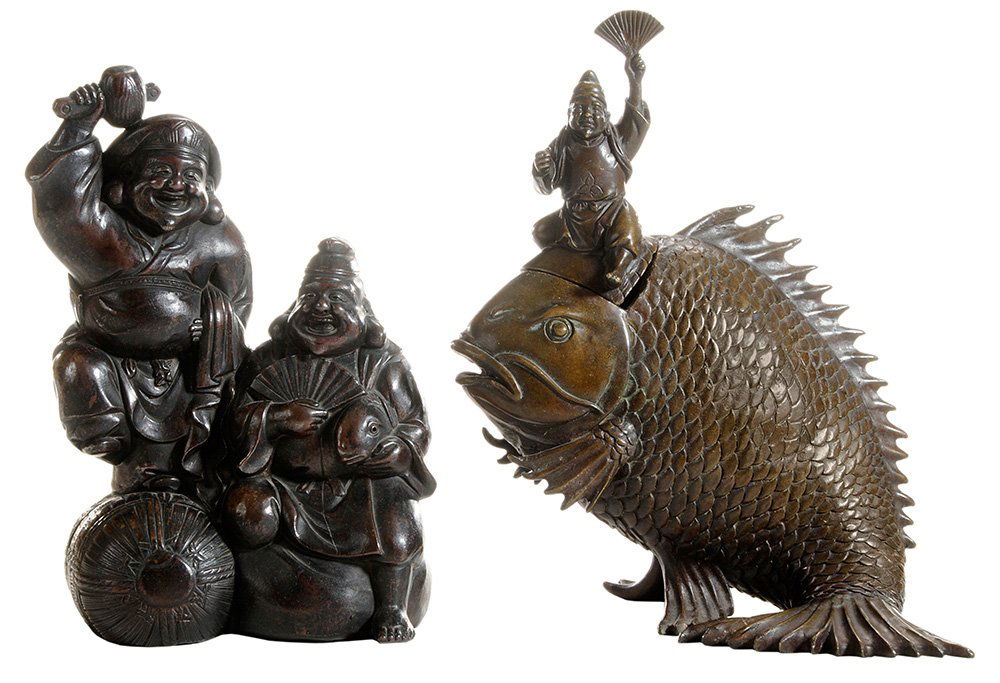 [Bizen] Stoneware Figure of Ebisu and (1 of 4)