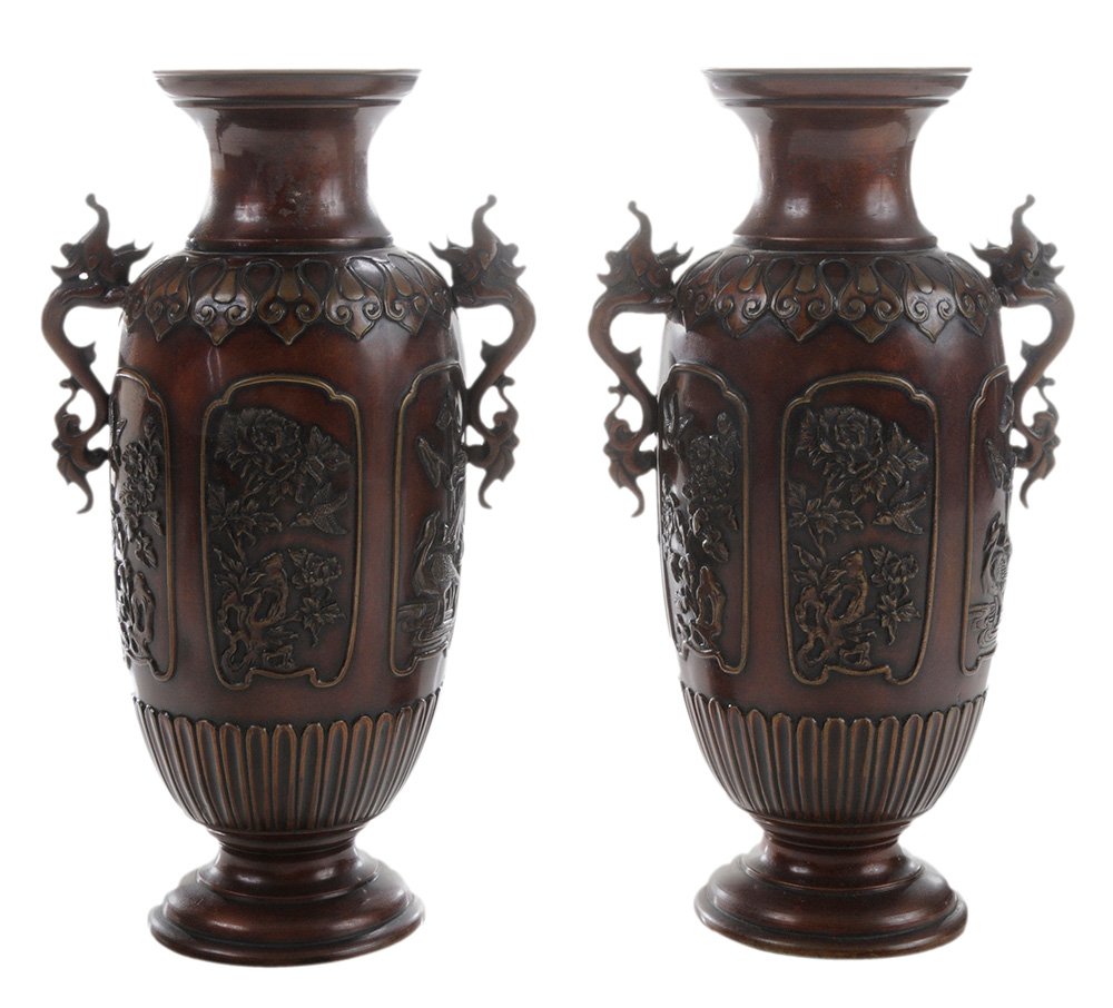 Pair Bronze Two-Handled Vases (1 of 5)