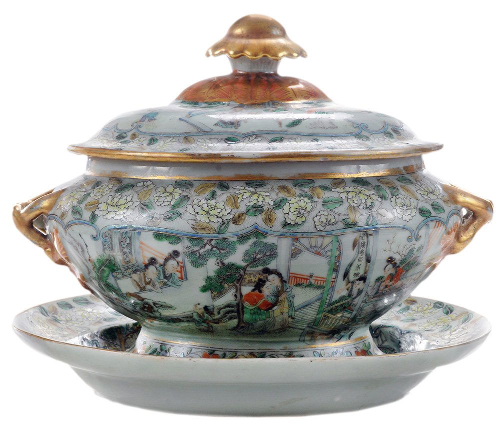 Chinese Export Rose Medallion Celadon- (1 of 8)