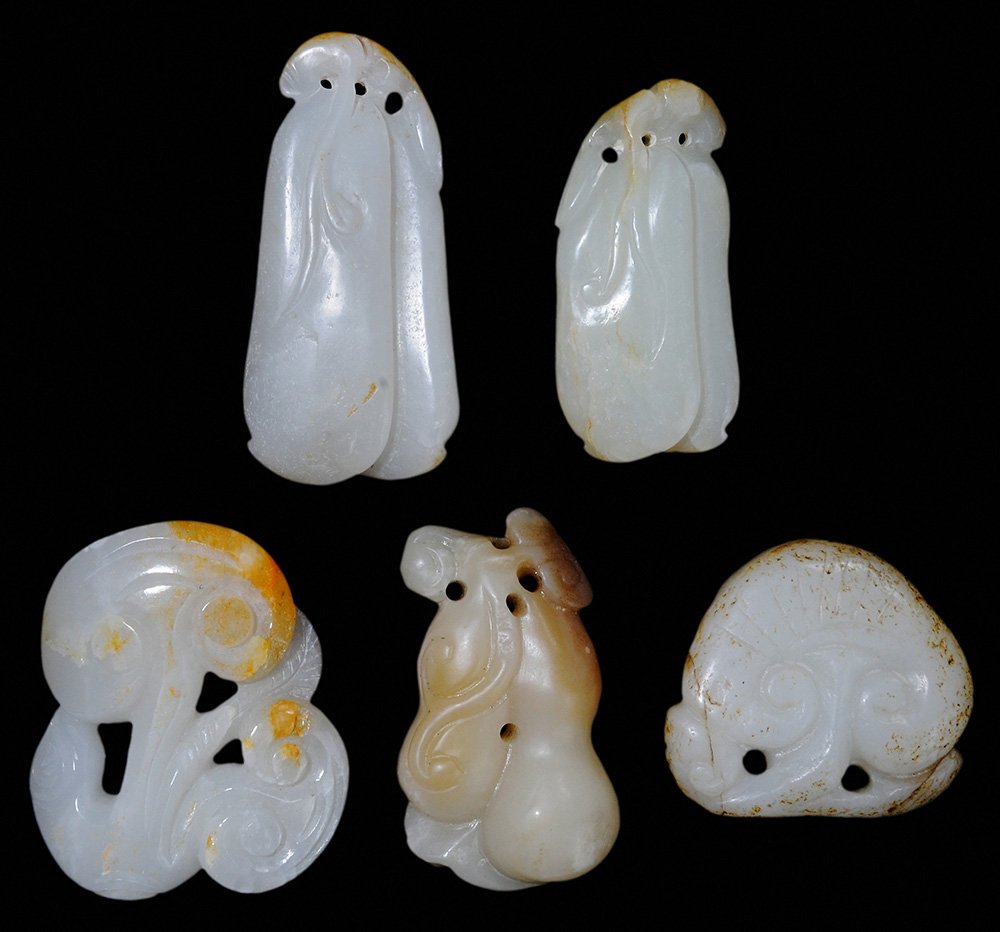 Five Carved Jade Toggles (1 of 4)