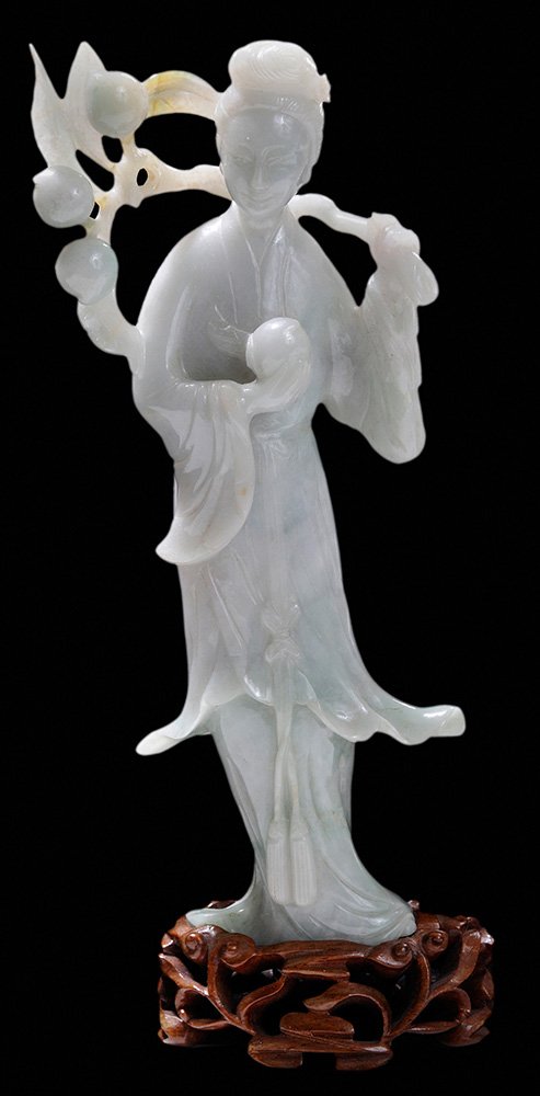 Carved Jadeite Standing Quanyin (1 of 5)