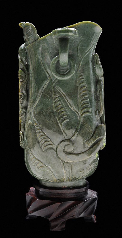 Carved Jade Lotus Leaf-Shaped Vase (1 of 4)