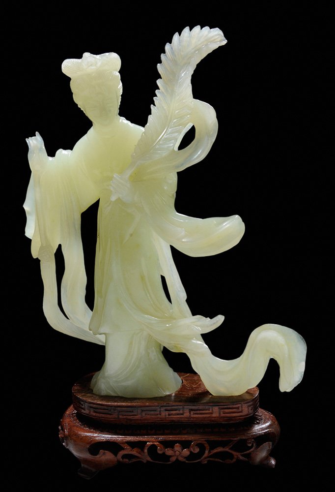 Carved Hardstone Lovely Lady With (1 of 4)