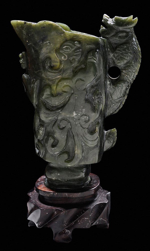 Carved Jade Dragon Libation Cup (1 of 4)