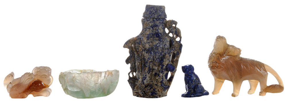 Five Chinese Carved Hardstone Articles (1 of 4)