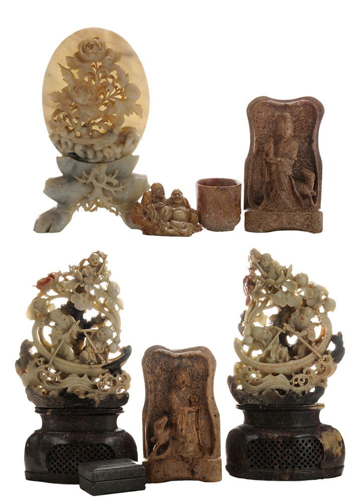 Eight Chinese Soapstone Table Articles (1 of 5)