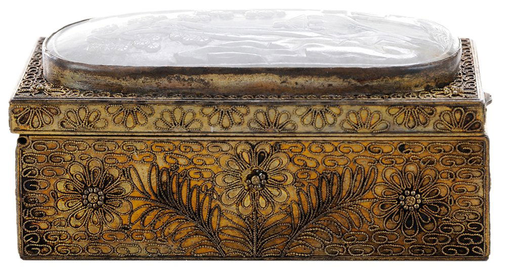 Gilt Silvered Filigree Box with a (1 of 3)