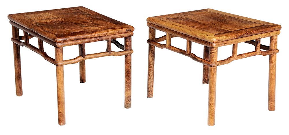 Pair Chinese Figured Carved Hardwood (1 of 4)