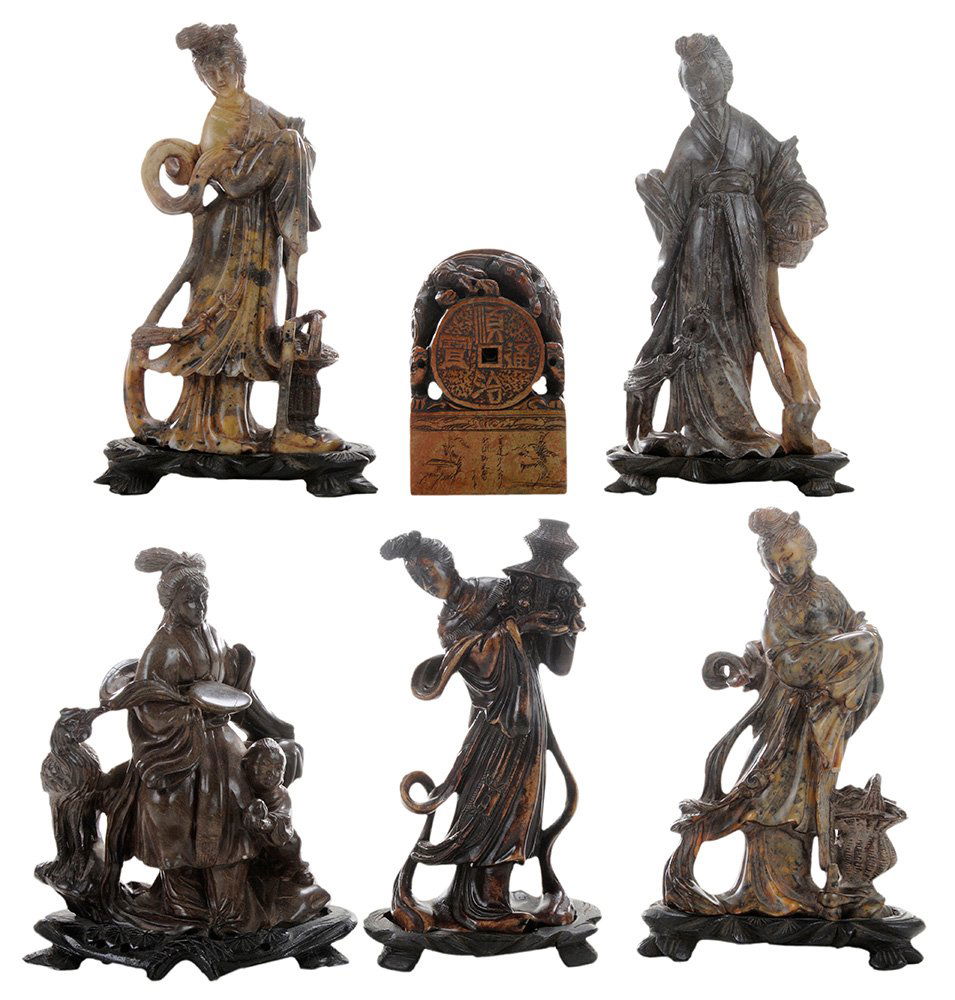 Six Carved Soapstone Figures (1 of 4)