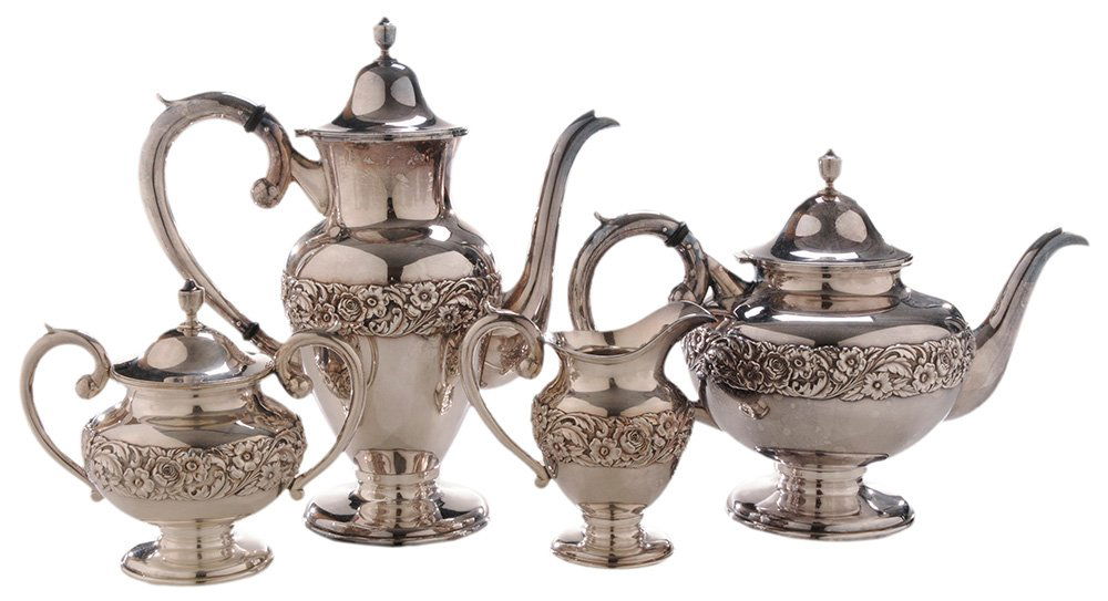 Four Piece Sterling Tea Service (1 of 3)