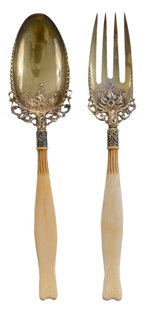 Whiting Ivory Gilt Sterling Salad Set (1 of 3)