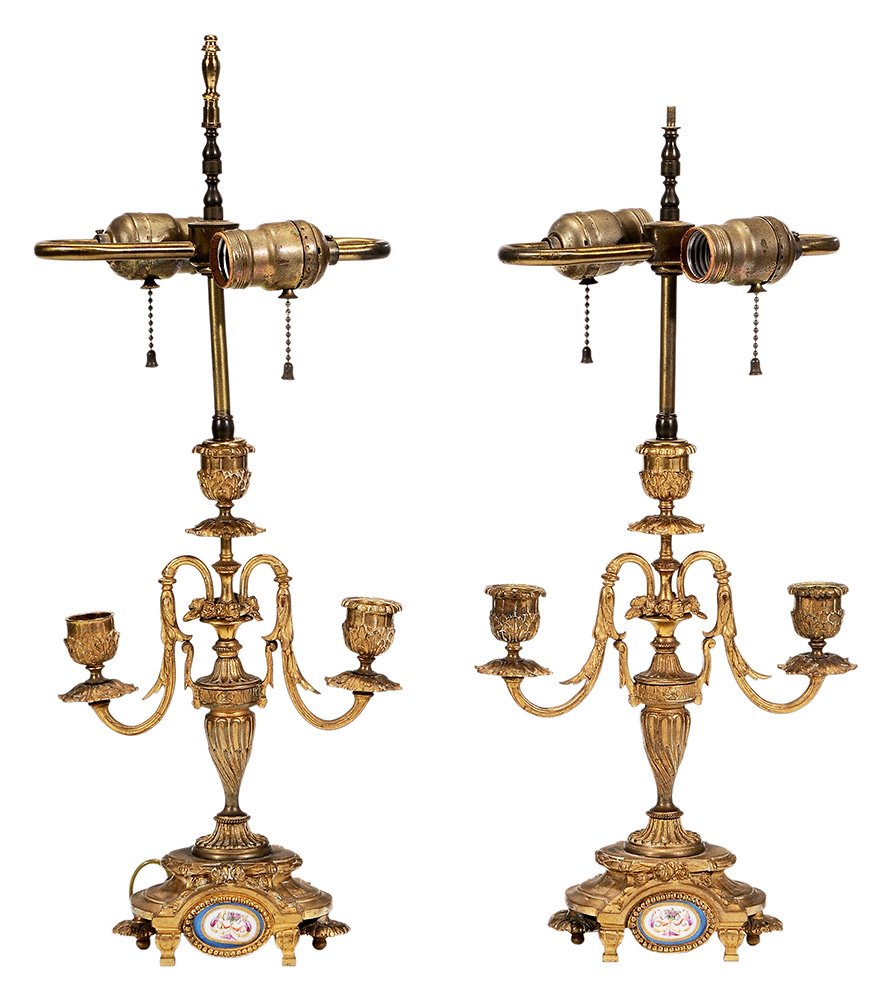 Pair Gilt Bronze Empire Three-Light (1 of 4)