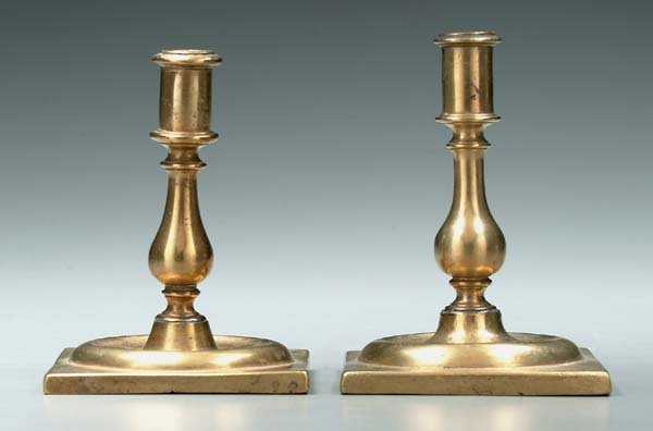 Pair 17th century brass candlesticks: