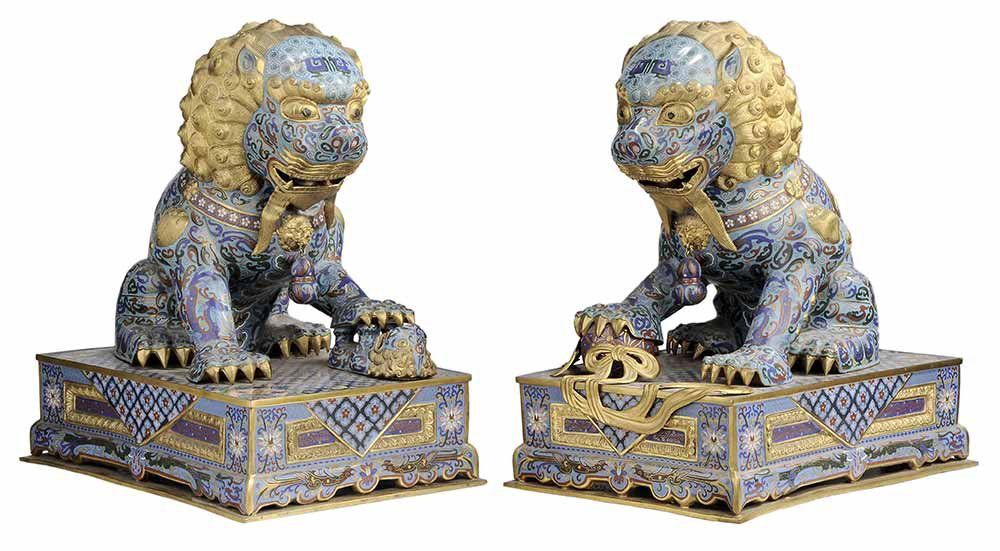 Two Monumental Gilt Bronze Cloisonné (1 of 8)