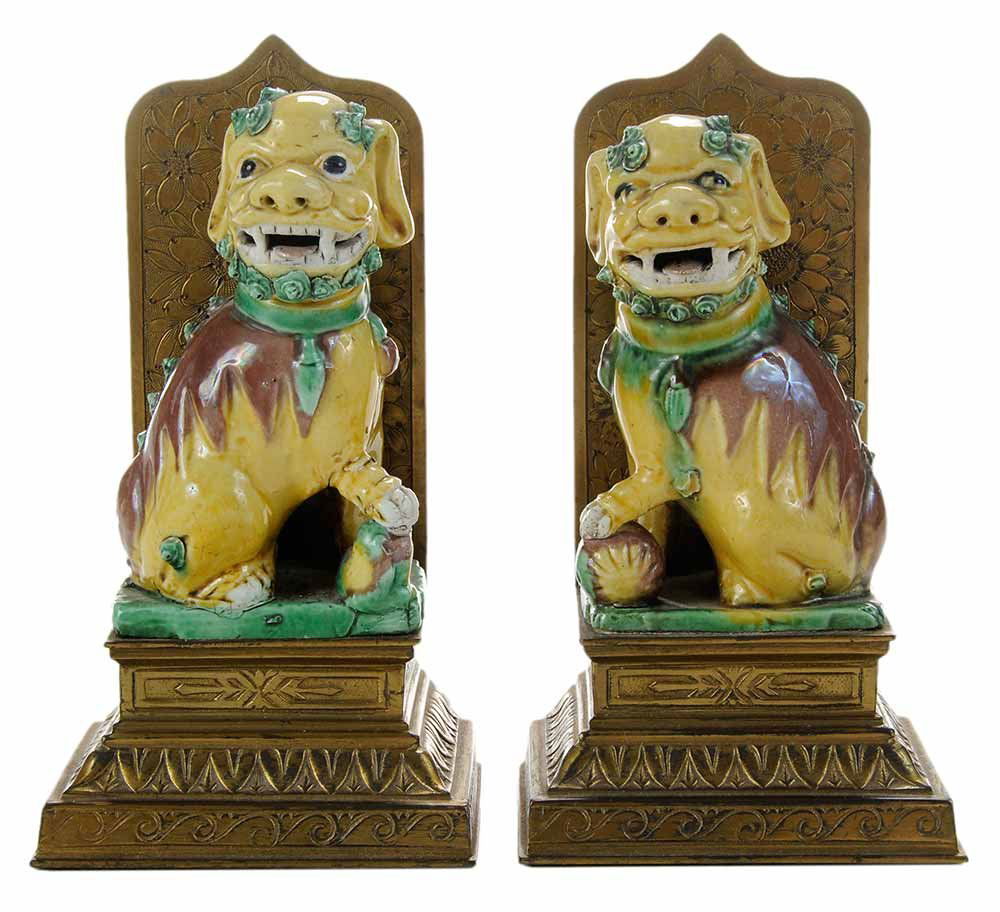 Pair of Sancai Glaze Ceramic Foo Dogs (1 of 4)